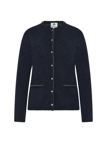 Strickjacke mit Häkel-Kontrastkante