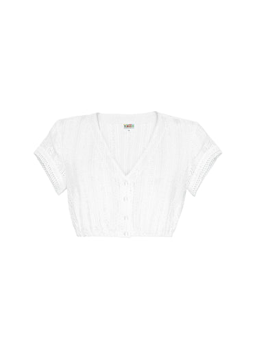 Spitzen-Dirndlbluse mit V-Ausschnitt