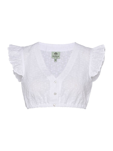 Bestickte Dirndlbluse mit V-Ausschnitt