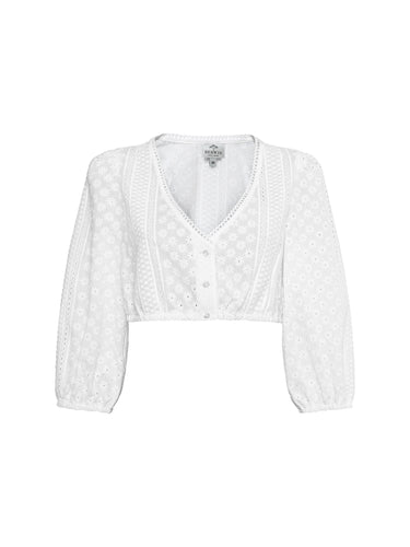 Dirndlbluse mit Streifenstickerei