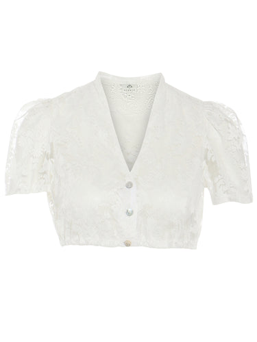 Spitzen-Dirndlbluse mit Halbarm und Perlmuttknöpfe