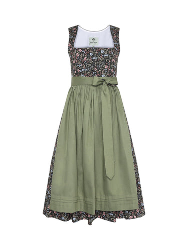 Blumendirndl mit einfarbiger Schürze