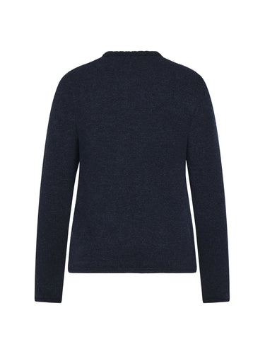 Rückseite Strickjacke mit Häkel-Kontrastkante