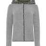 Strickjacke mit Kapuze und Zopfmuster am Arm