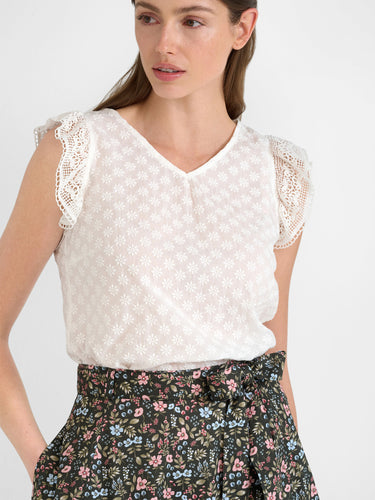 Allover bestickte Bluse ohne Arm